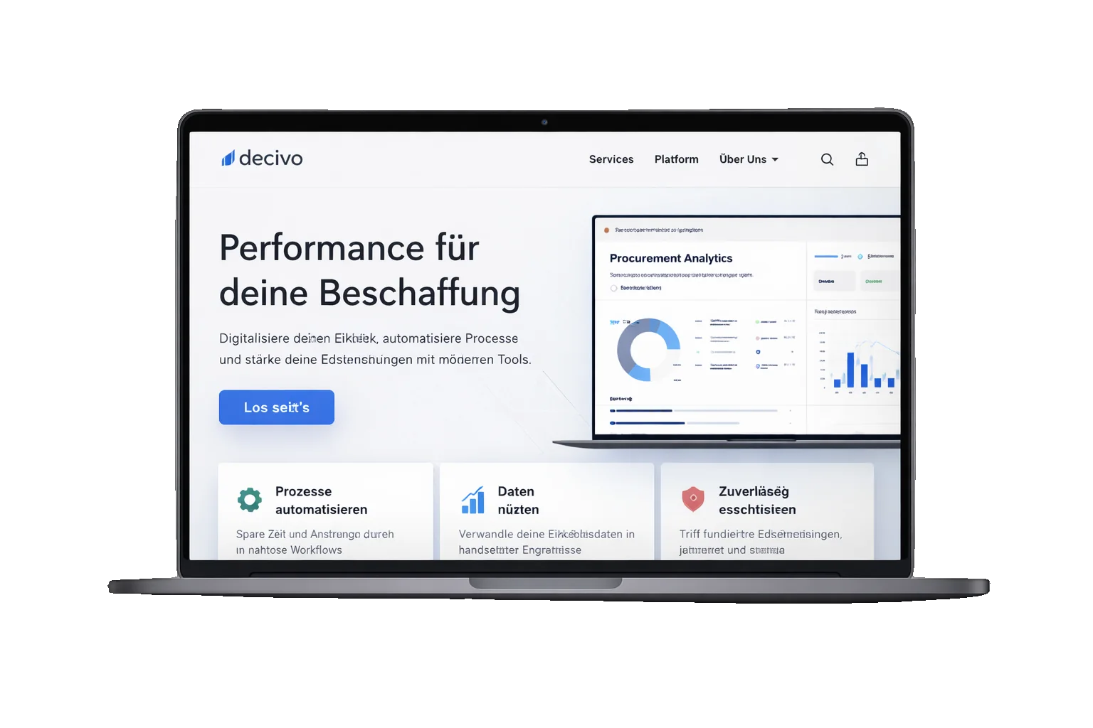 MacBook zeigt eine professionelle B2B Corporate Website mit Hero-Bereich, Analytics-Dashboard und Feature-Grid